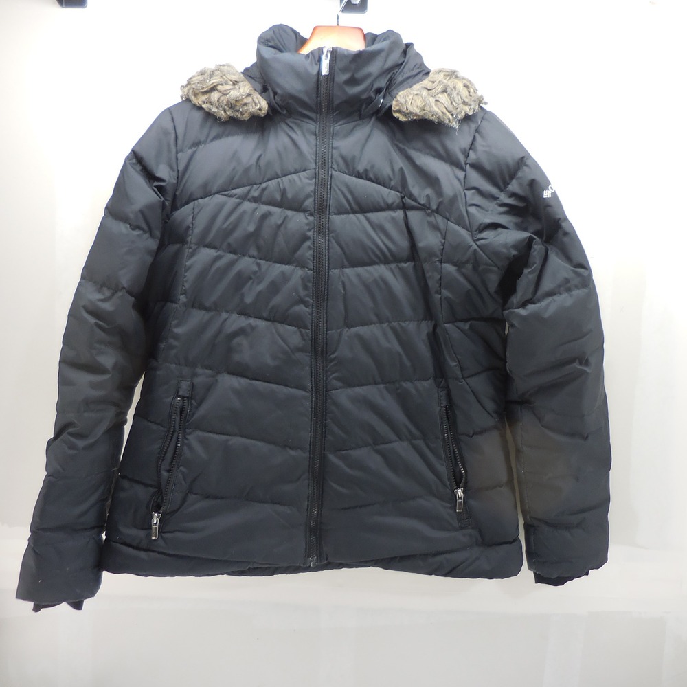Columbia Womens Black Down Puffer Jacket Faux Fur Hood XL4017 XL